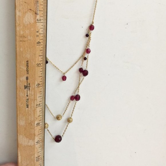 Express Necklace Tiered Layered Beads Gold Tone - Picture 6 of 7